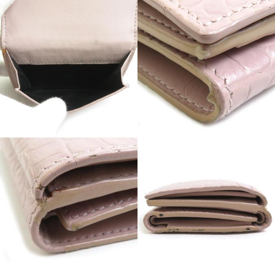 サンローラン SAINT LAURENT 三つ折り財布 型押しレザー ピンク