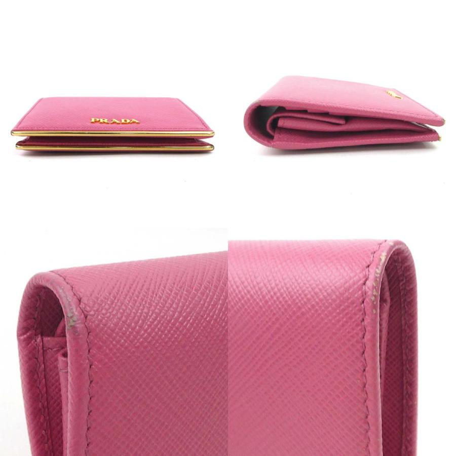 PRADA プラダ 二つ折り財布 レザー ピンク : ブランドバリュー - 通販