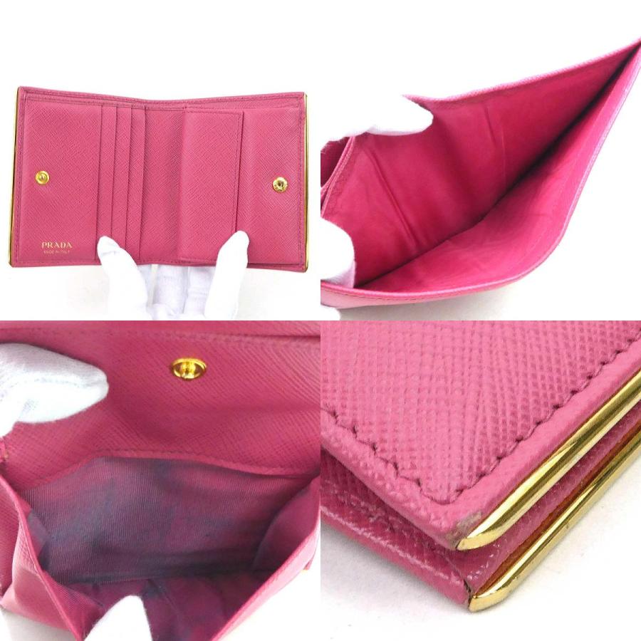 PRADA プラダ 二つ折り財布 レザー ピンク : ブランドバリュー - 通販