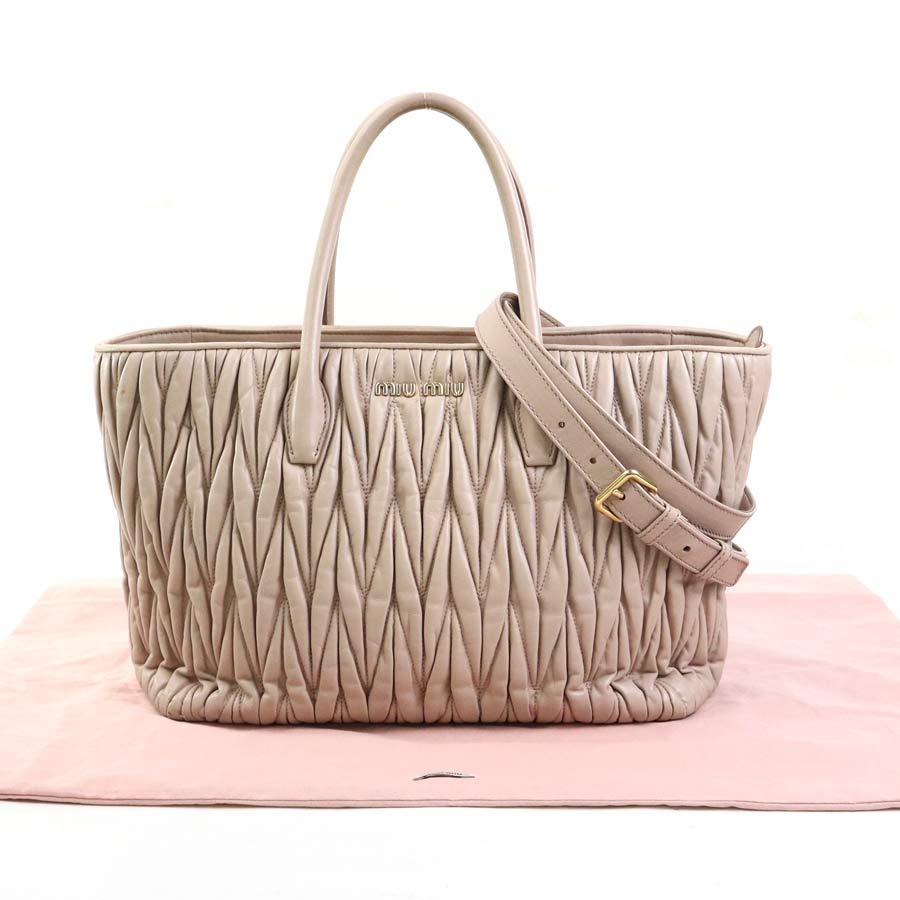 ミュウミュウ VITELLO LUX ハンドバッグ　ピンク ベージュ miu miu（ミュウミュウ） ハンドバッグ ショルダーバッグ レザー