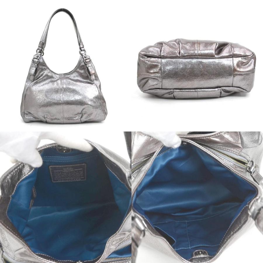 COACH（コーチ） ショルダーバッグ レザー メタリックピンク×シルバー