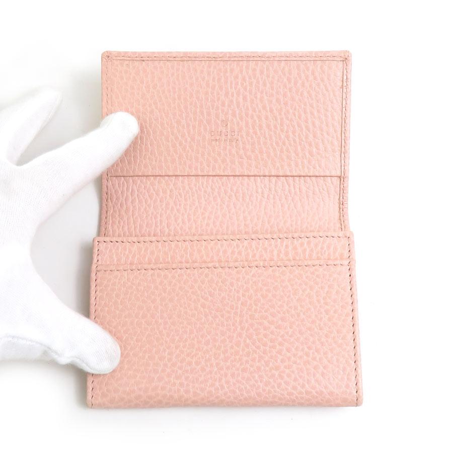 GUCCI ピンク レザー カードケース GUCCI】GG レザー カードケース ミニ財布 ピンク 送料関税込 (GUCCI
