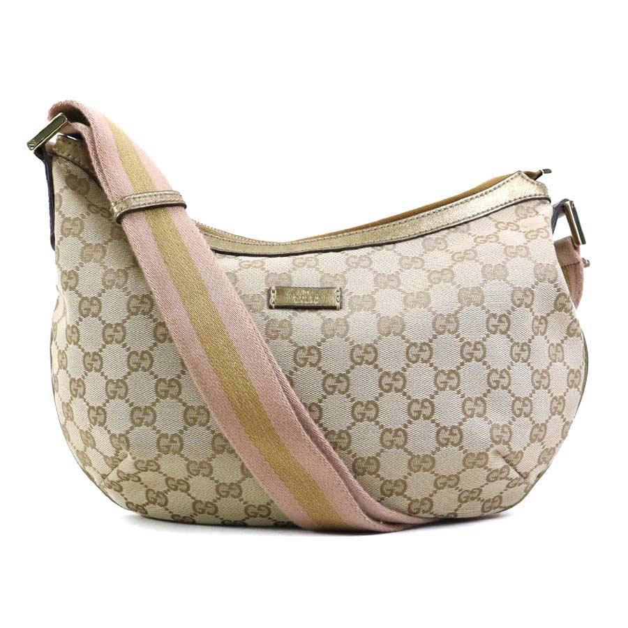 GUCCI グッチ ショルダーバッグ GGキャンバス ベージュ×ゴールド 