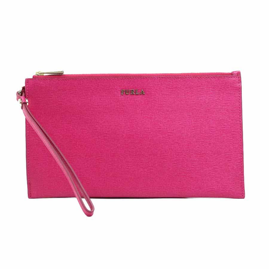 FURLA（フルラ） クラッチバッグ ポーチ レザー ピンク : ブランド 