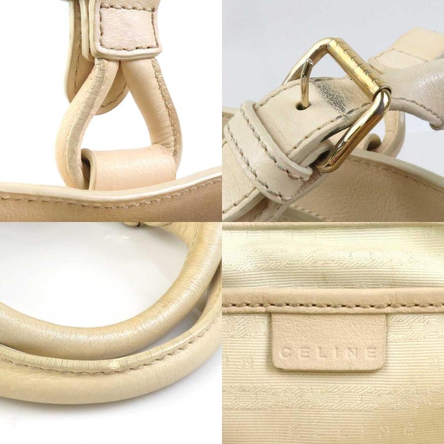 CELINE ベージュ ストローバッグ CELINE セリーヌ ブギーバッグ ストロー×レザー ベージュ×ホワイト