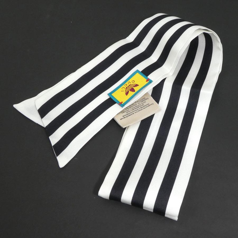 GUCCI（グッチ） スカーフ adidasコラボ シルク ホワイト×ブラック
