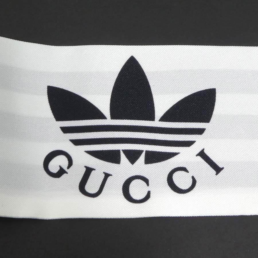 GUCCI（グッチ） スカーフ adidasコラボ シルク ホワイト×ブラック