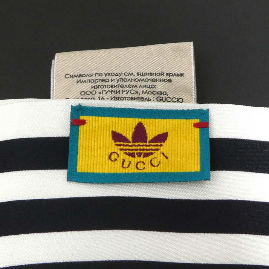 グッチ　アディダスコラボ　大判スカーフ GUCCI（グッチ） スカーフ adidasコラボ シルク ホワイト×ブラック