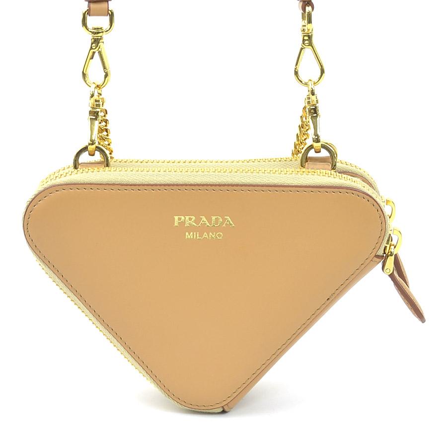 プラダ PRADA ショルダーバッグ クロシェ ミニポーチ レザー/ビスコース ベージュ レディース 1NR015 送料無料【中古】 h31454a PRADA（プラダ） ショルダーバッグ クロシェ ミニポーチ レザー/ビス
