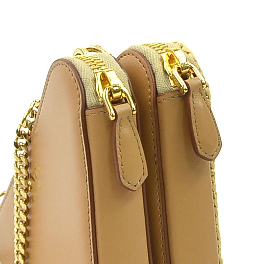 プラダ PRADA ショルダーバッグ クロシェ ミニポーチ レザー/ビスコース ベージュ レディース 1NR015 送料無料【中古】 h31454a PRADA（プラダ） ショルダーバッグ クロシェ ミニポーチ レザー/ビス