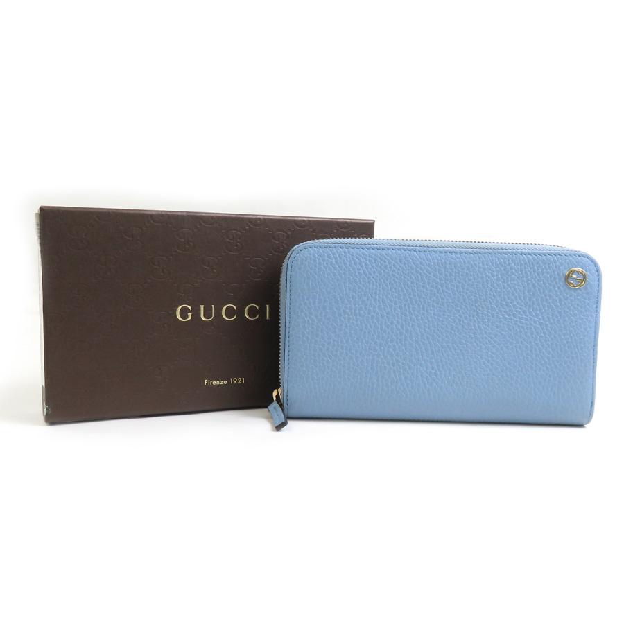 GUCCI（グッチ） ラウンドファスナー長財布 レザー ライトブルー