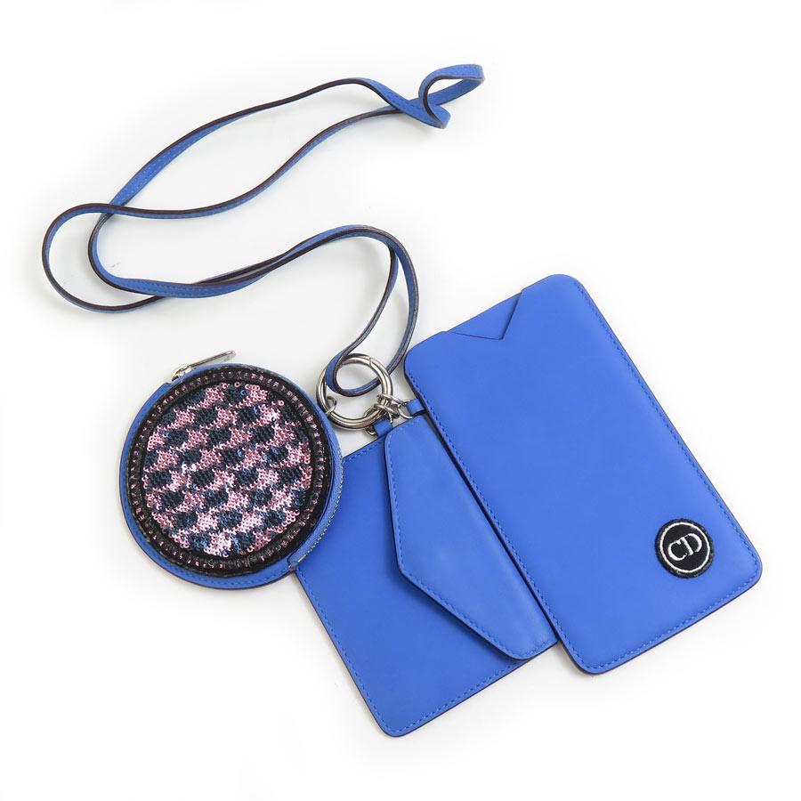 Christian Dior クリスチャンディオール ポーチ ネックポーチ ブルーパープル 14067 レディース【中古】 h31536a クリスチャンディオール Christian Dior ポーチ ネックポーチ レザー