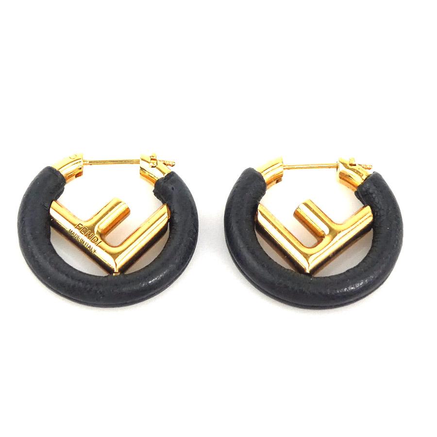 FENDI（フェンディ） ピアス エフイズ メタル ゴールド×ブラック