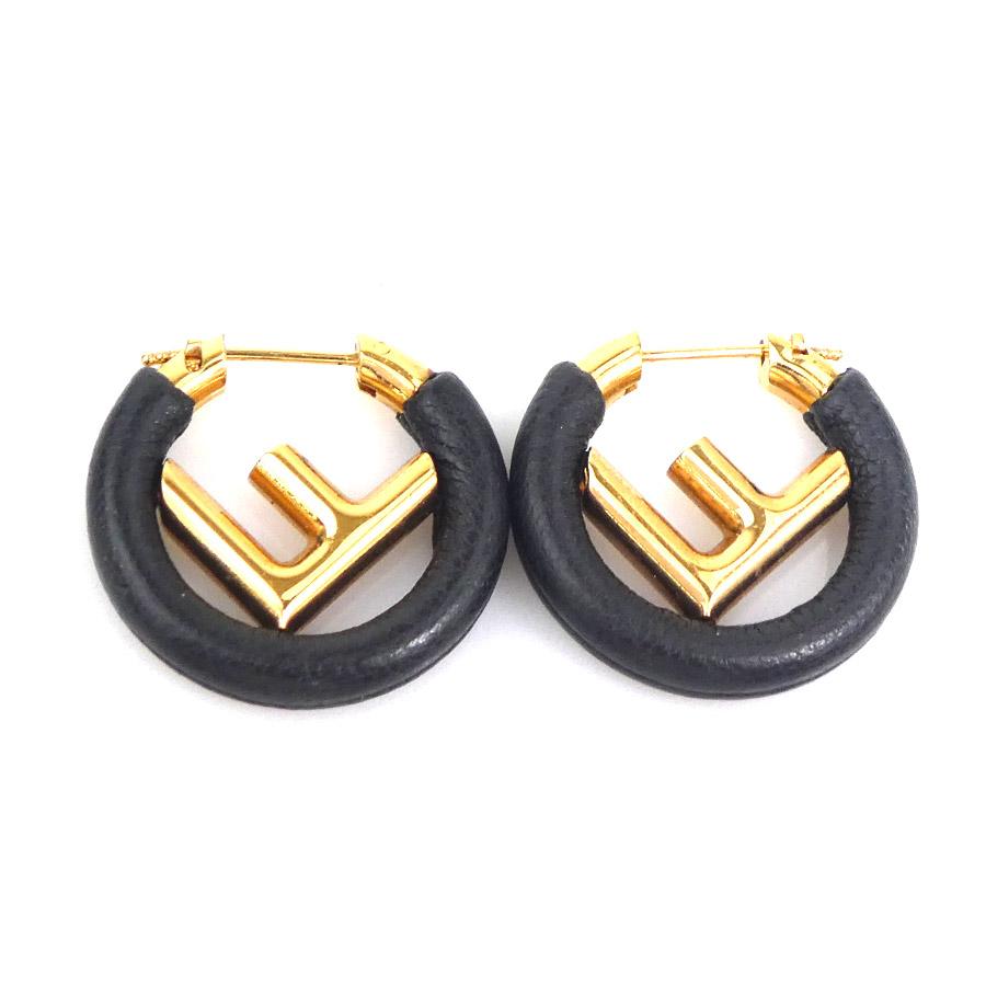 FENDI（フェンディ） ピアス エフイズ メタル ゴールド×ブラック