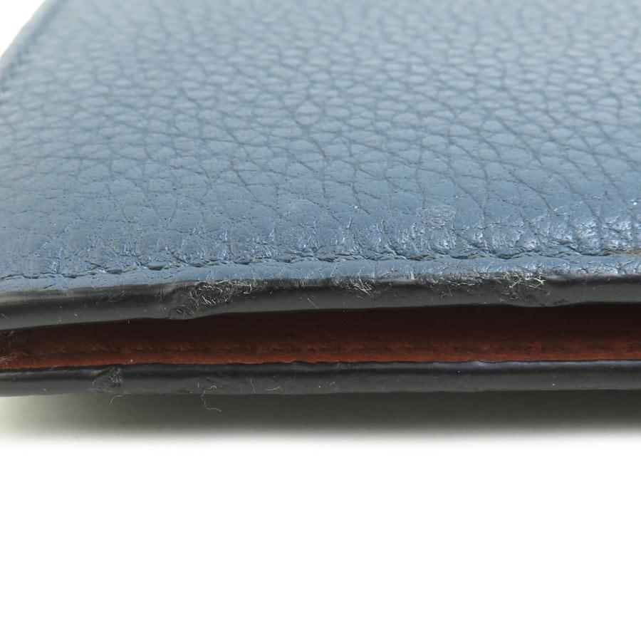 LOEWE（ロエベ） 二つ折り長財布 レザー ネイビー×ブラウン : ブランド