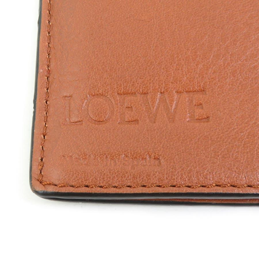 LOEWE（ロエベ） 二つ折り長財布 レザー ネイビー×ブラウン : ブランド