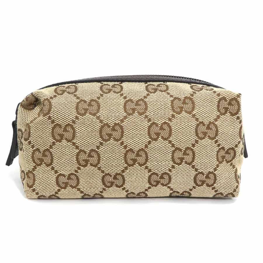 値下不可‼️【希少カラー‼️高評価‼️】GUCCI GGパターン ポーチ ブラウン　茶 GUCCI グッチ ポーチ GGキャンバス ブラウン : ブランドバリュー