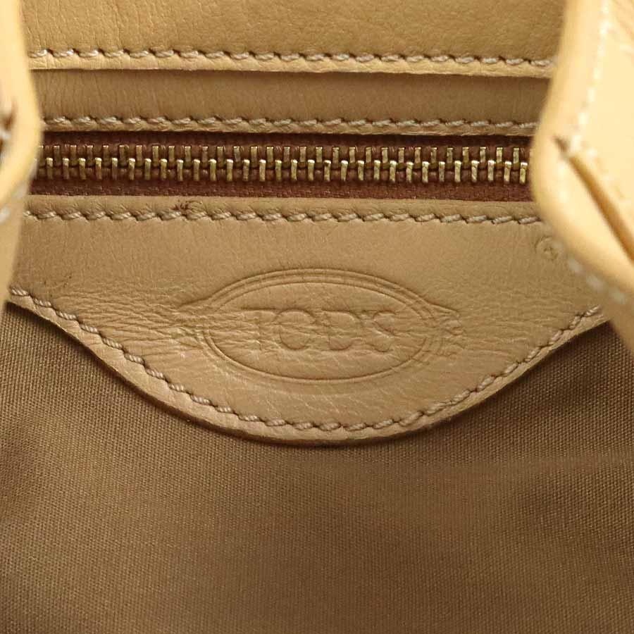 トッズ TOD'S ショルダーバッグ キャンバス/レザー ベージュ