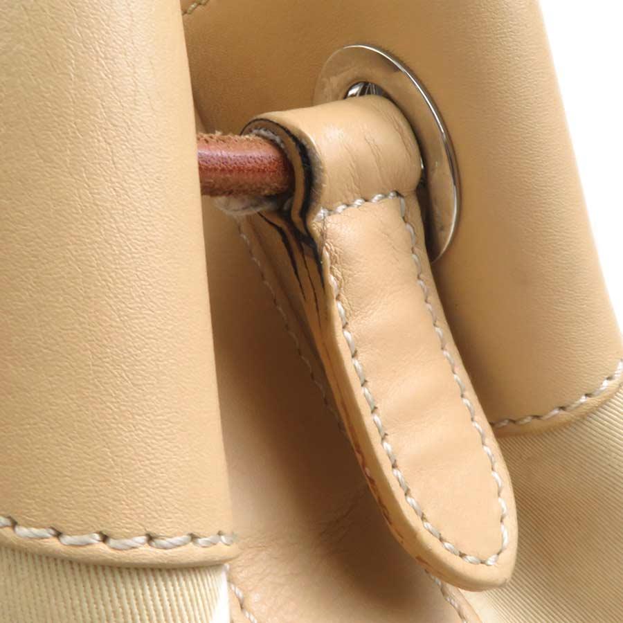 トッズ TOD'S ショルダーバッグ キャンバス/レザー ベージュ