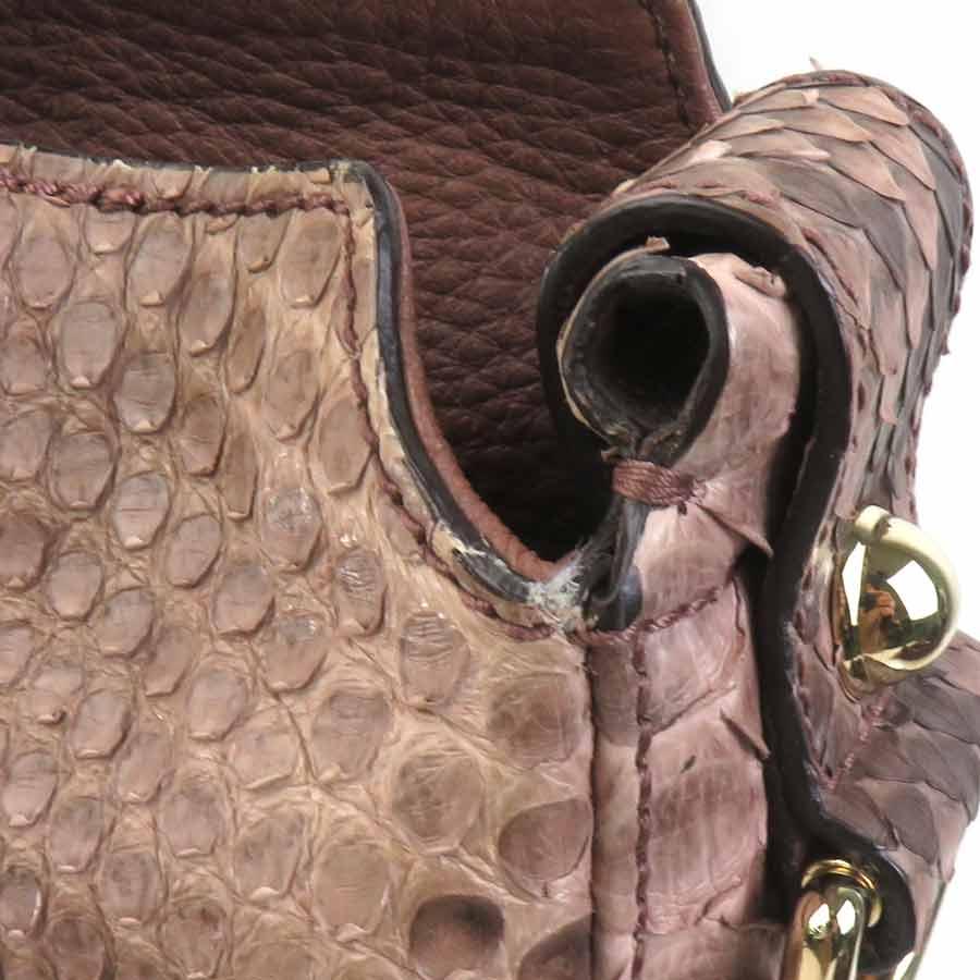グッチ GUCCI ハンドバッグ ショルダーバッグ パイソン ピンクブラウン