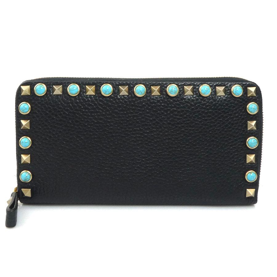 Valentino Garavani ヴァレンティノ ガラヴァーニ ラウンドファスナー長財布 ブラック 14054 レディース【中古】 h31723a ヴァレンティノ ガラヴァーニ Valentino Garavani ラウンドファスナー