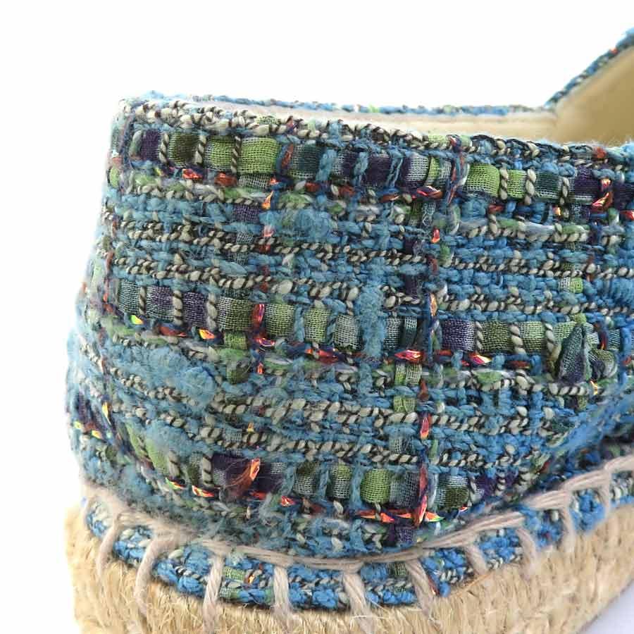 シャネル CHANEL エスパドリーユ ツイード ブルー系_10
