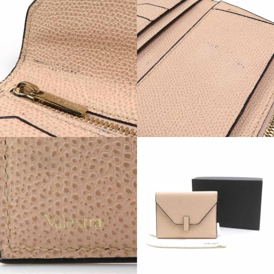 美品 ヴァレクストラ イジィデ レザー コンパクトウォレット グレージュ Valextra（ヴァレクストラ） 二つ折り財布 Iside イジィデ