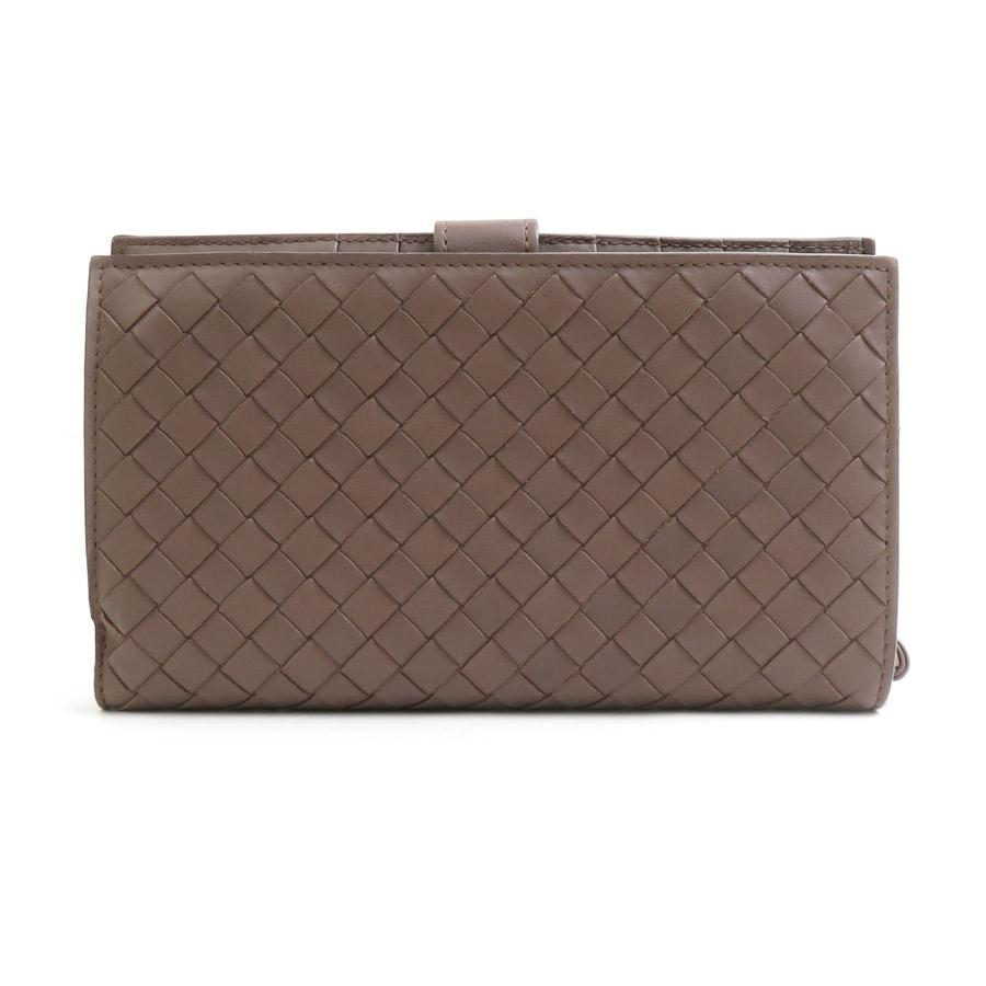 美品 ボッテガヴェネタ 2つ折り 財布 イントレチャート ダークブラウン ボッテガヴェネタ BOTTEGAVENETA 二つ折り財布 イントレチャート