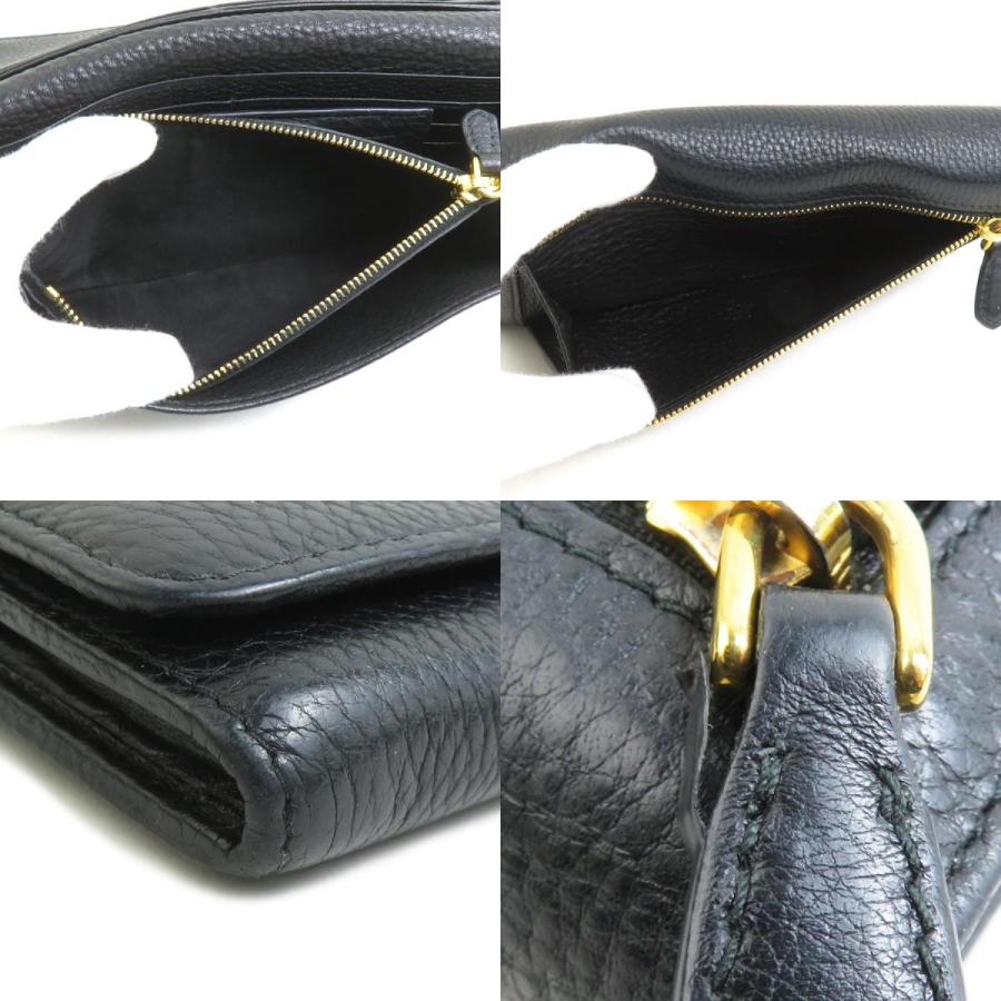 PRADA ブラック 長財布 エピレザー　フラップ　レザー　二つ折り　ゴールド PRADA ブラック 長財布 エピレザー フラップ レザー 二つ折り ゴールド