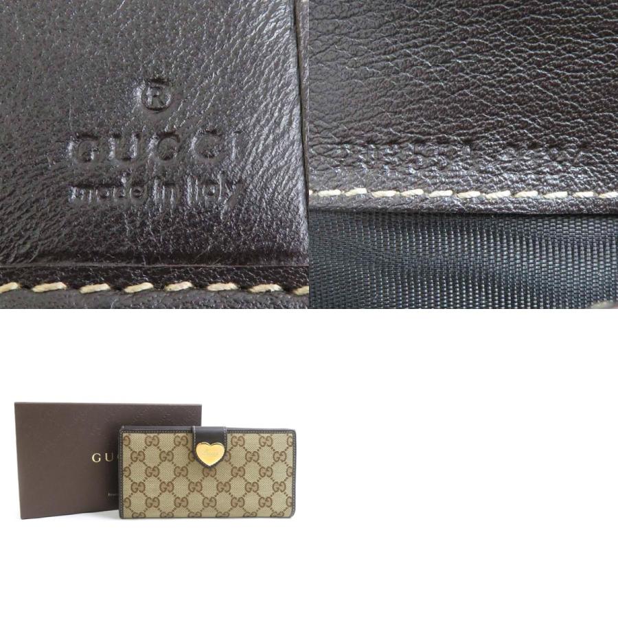 GUCCI（グッチ） 二つ折り長財布 GGキャンバス/レザー ブラウン