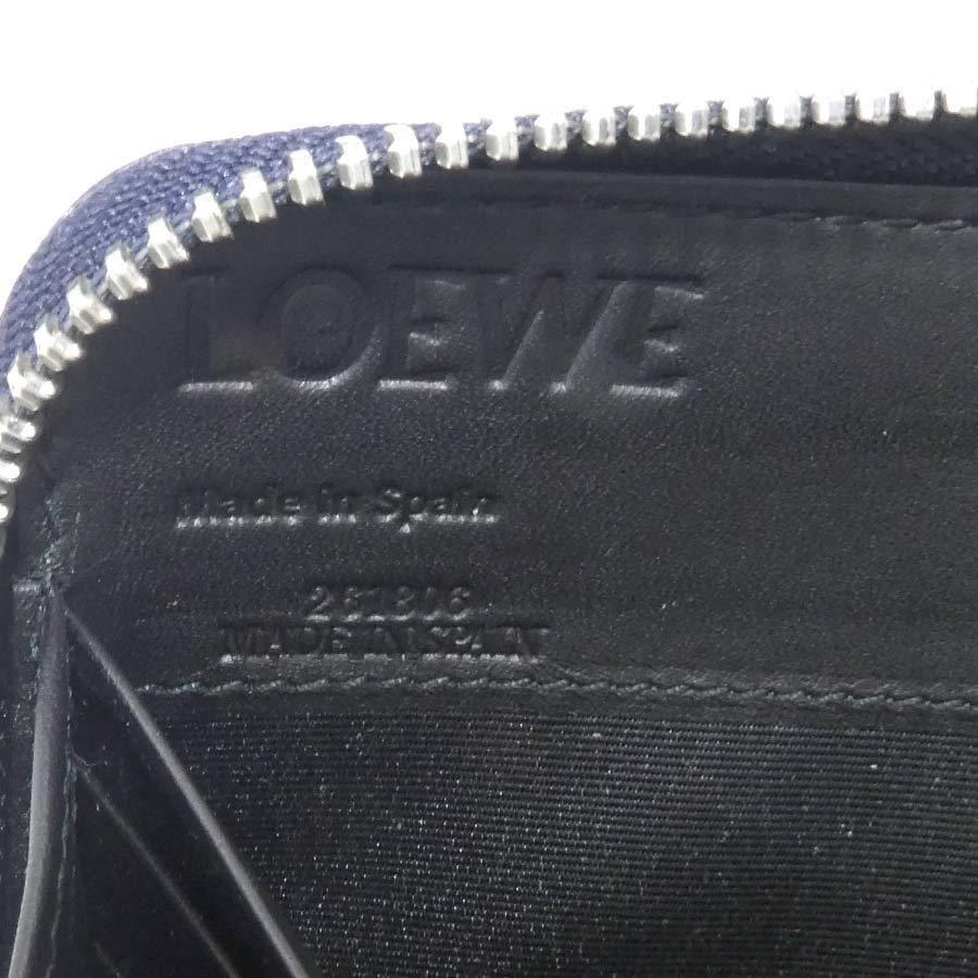 LOEWE（ロエベ） ラウンドファスナー長財布 アナグラム レザー ブルー