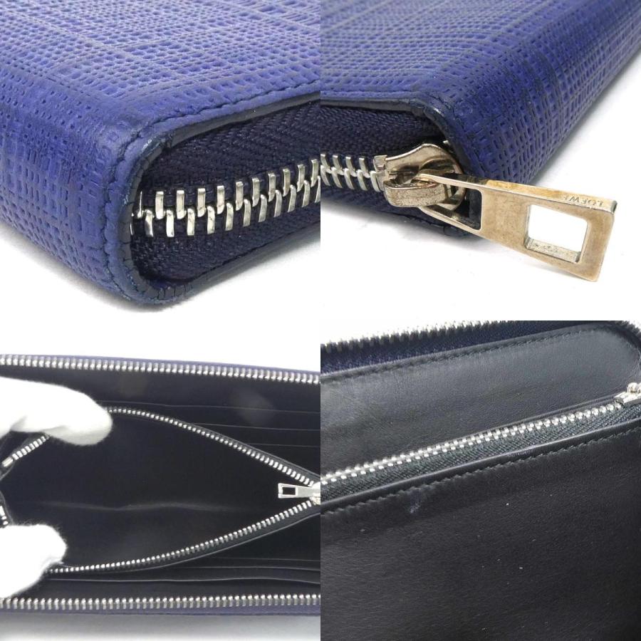 LOEWE（ロエベ） ラウンドファスナー長財布 アナグラム レザー ブルー