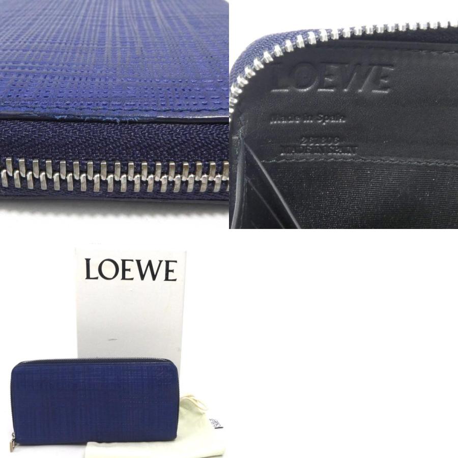 LOEWE（ロエベ） ラウンドファスナー長財布 アナグラム レザー ブルー