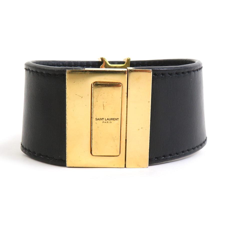 サンローラン SAINT LAURENT ブレスレット レザー/メタル ブラック