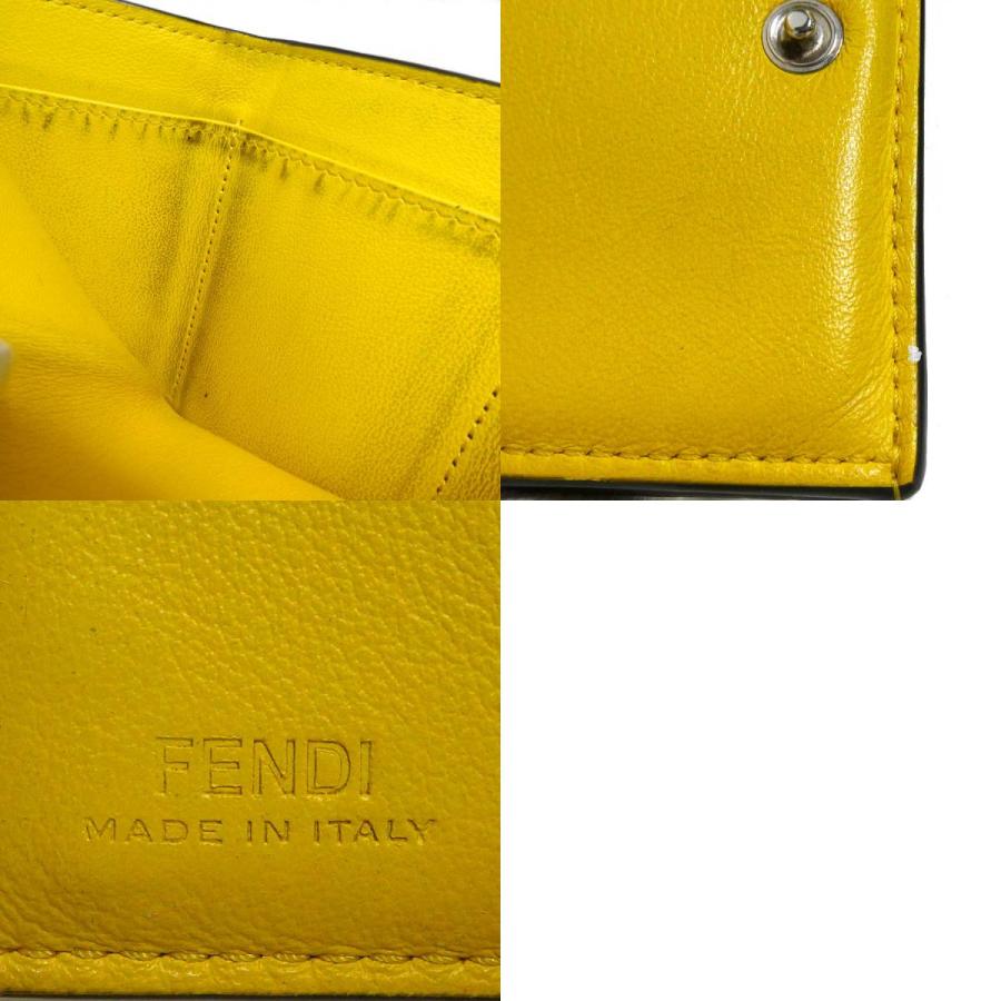 FENDI フェンディ 三つ折り財布 レザー ズッカ 黄色 イエロー ブラウン FENDI フェンディ 三つ折り財布 レザー ズッカ 黄色 イエロー ブラウン