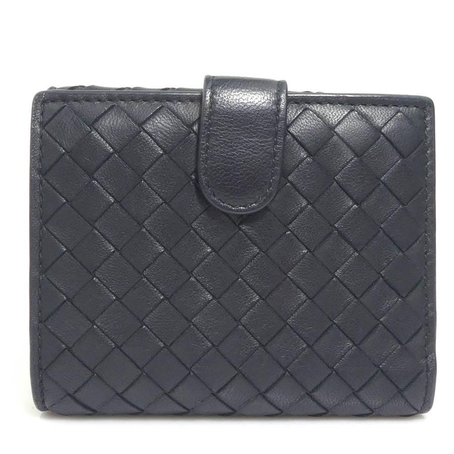 ボッテガヴェネタ BOTTEGAVENETA 二つ折り財布 イントレチャート レザー ブラック ユニセックス 送料無料【中古】 h31856g ボッテガヴェネタ BOTTEGAVENETA 二つ折り財布 イントレチャート