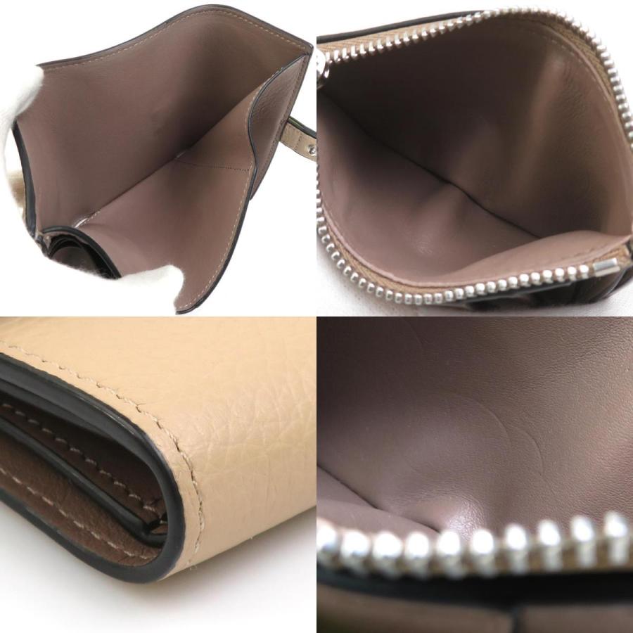 美品 LOEWE ベージュ 三つ折り財布　本革 LOEWE（ロエベ） 財布 レディース ブランド 三つ折り財布 レザー