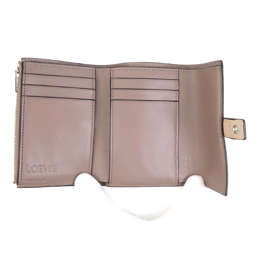 LOEWE（ロエベ） 三つ折り財布 レザー ベージュ×イエロー : ブランド