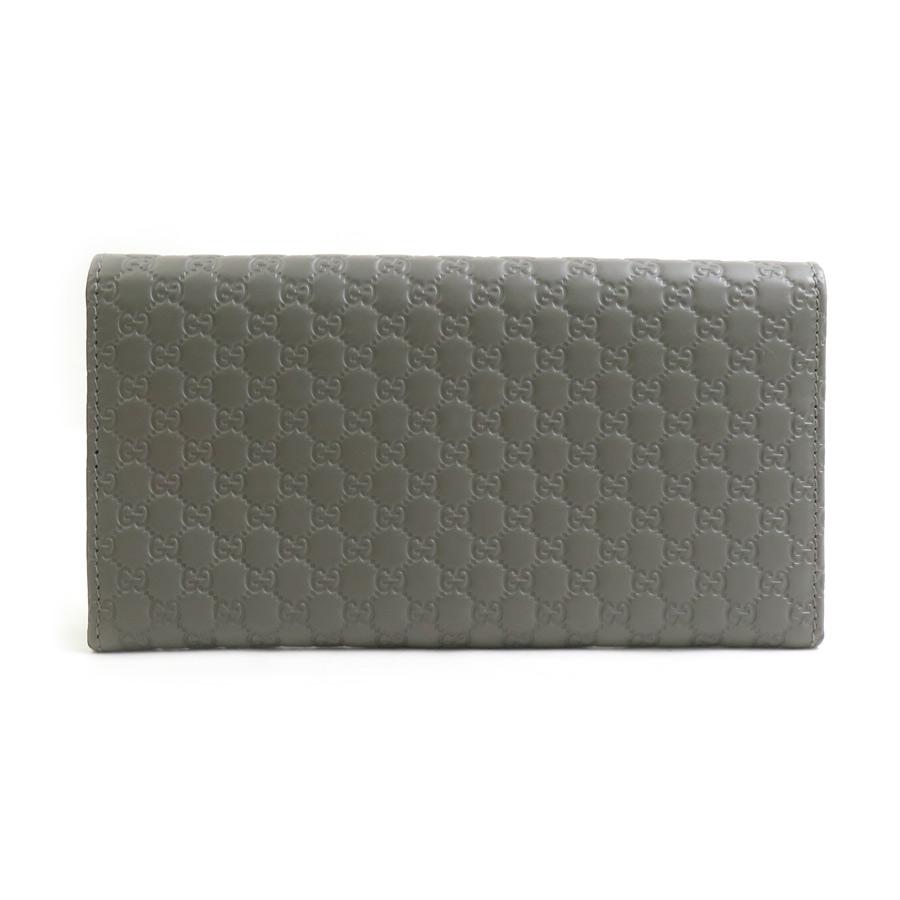 GUCCI（グッチ） 長財布 マイクログッチシマ レザー グレー : ブランド