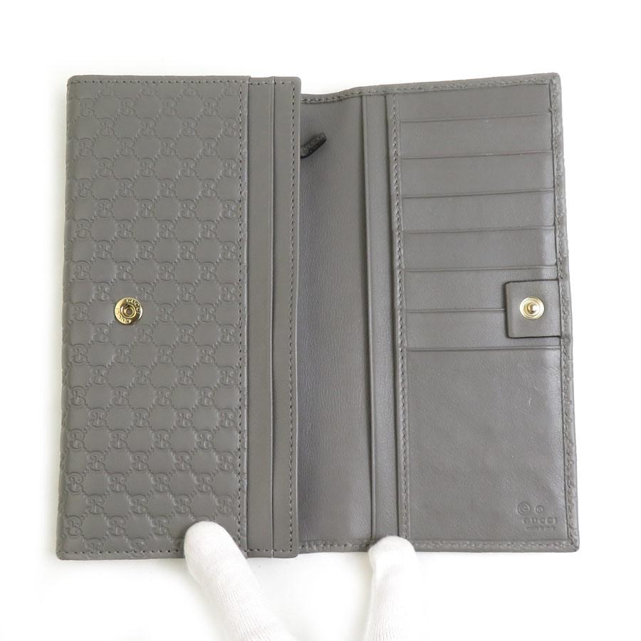 GUCCI（グッチ） 長財布 マイクログッチシマ レザー グレー : ブランド