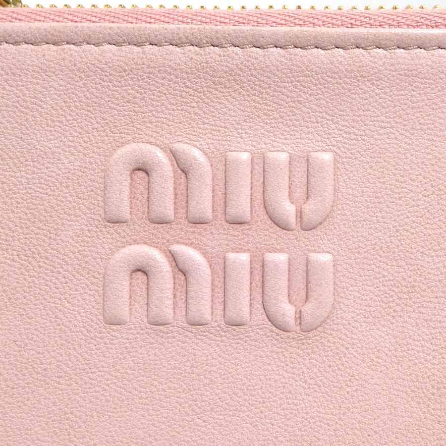 miu miu（ミュウミュウ） 二つ折り財布 レザー ピンク : ブランド