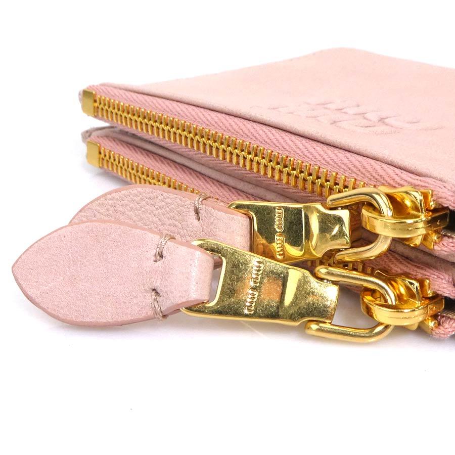 miu miu（ミュウミュウ） 二つ折り財布 レザー ピンク : ブランド