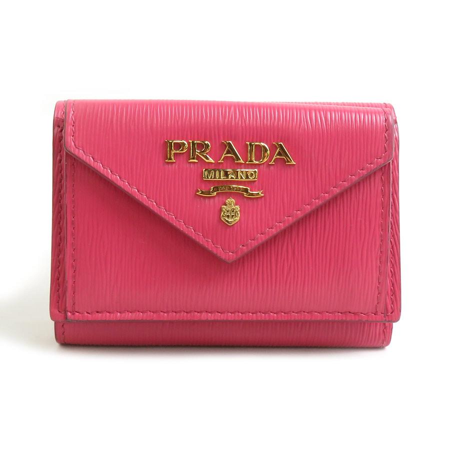PRADA ピンク 三つ折り財布 PRADA（プラダ） 三つ折り財布 レザー ピンク : ブランドバリュー