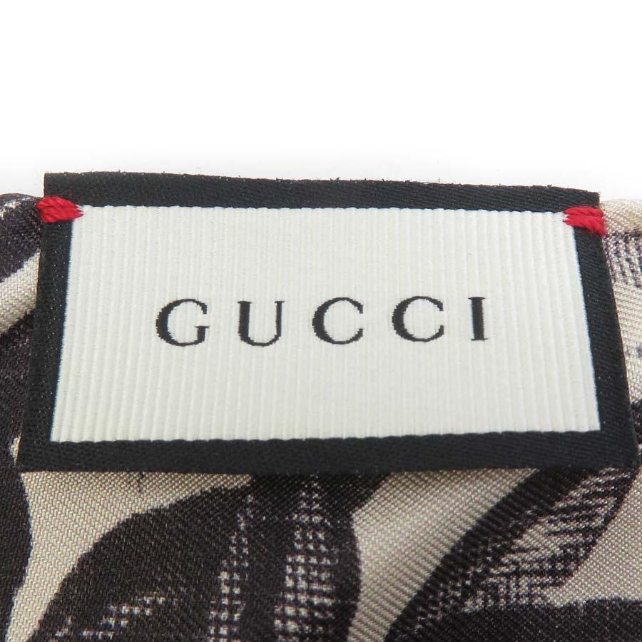 グッチ GUCCI ストール スカーフ シルク/ミンク ライトベージュ×ブラック レディース 送料無料【中古】 h32049a GUCCI（グッチ） ストール スカーフ シルク/ミンク ライトベージュ
