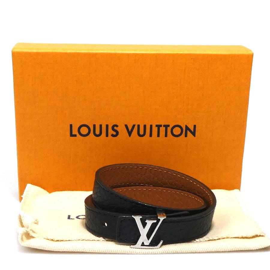 ルイ ヴィトン LOUIS VUITTON ブレスレット ブラスレ LV レザー/メタル ブラック_9