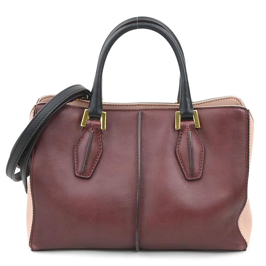トッズ TOD'S ハンドバッグ ショルダーバッグ レザー ワインレッド