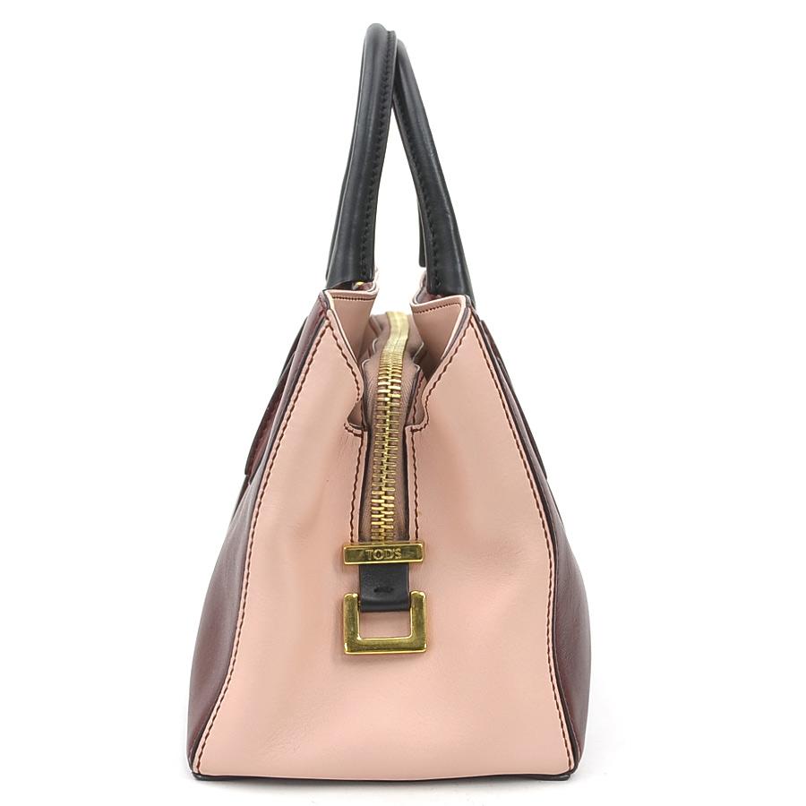TOD's　トッズ　ピンク　バッグ　ハンドバッグ　ショルダーバッグ　本革　レザー トッズ TOD'S ハンドバッグ ショルダーバッグ レザー ワインレッド