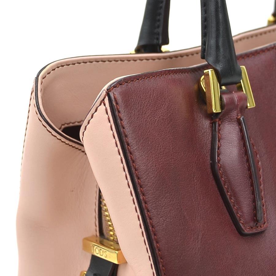 トッズ TOD'S ハンドバッグ ショルダーバッグ レザー ワインレッド