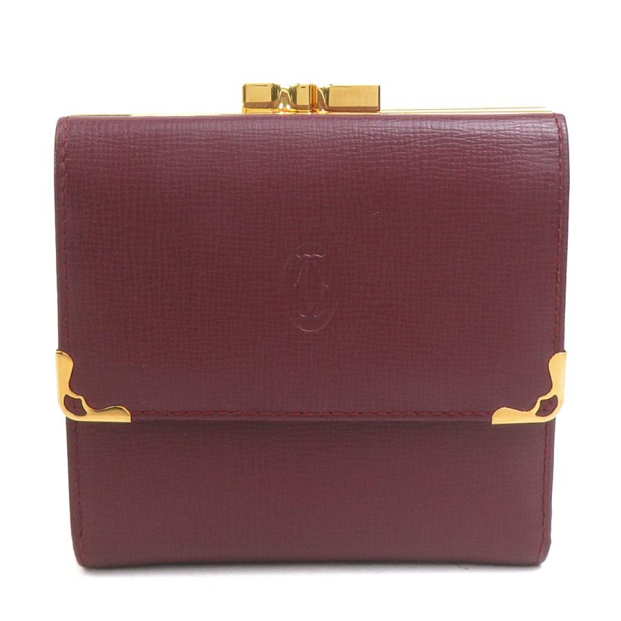 Cartier(カルティエ) 2つ折り財布 マストライン ボルドー レザー Cartier（カルティエ） 二つ折り札入れ 財布 マストライン レザー