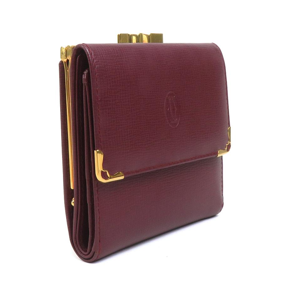 【新品未使用】Cartier マストライン二つ折り財布 Cartier（カルティエ） 二つ折り財布 マストライン レザー ボルドー